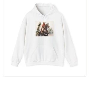 White  Santa cowboy Graphic Hoodie